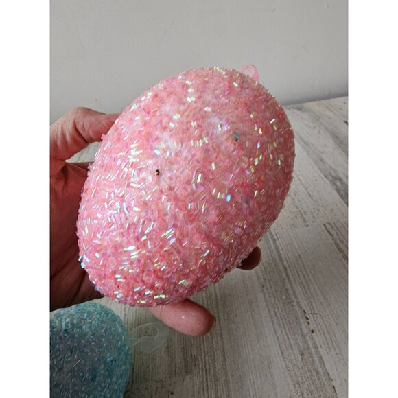 Large sequin glitter egg ornament Easter spring decor green pink blue sparkle - Picture 11 of 12